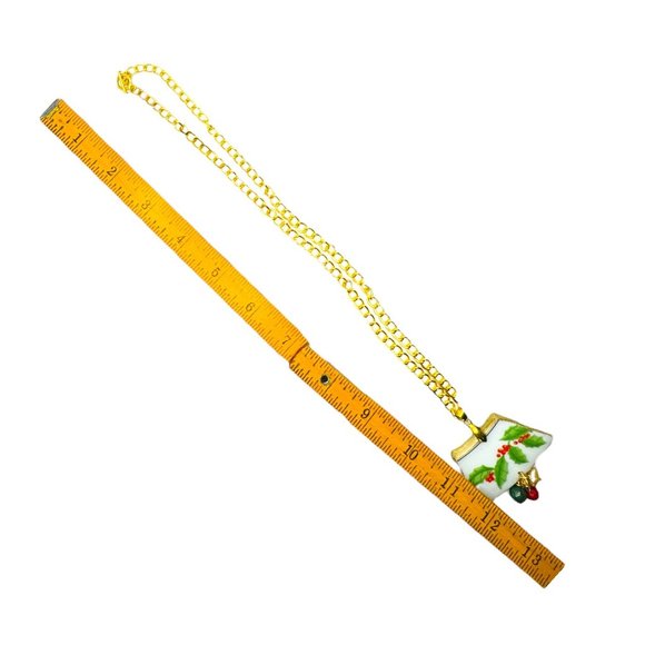 Holly Broken China Artisan Pendant w/ Pearls & Coral Berries & Bows Collection - Picture 11 of 17